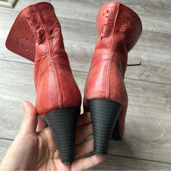 Claudia Laser Cutout Leather Fold Over Cuff Heeled Boots - Picture 13 of 16